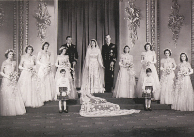 Kuningatar Elizabeth ja Philip, hääkuva 1947 (isohko kortti)