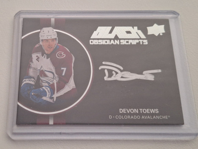 2021-22 SPx UD Black Obsidian Scripts OS-DT Devon Toews AU