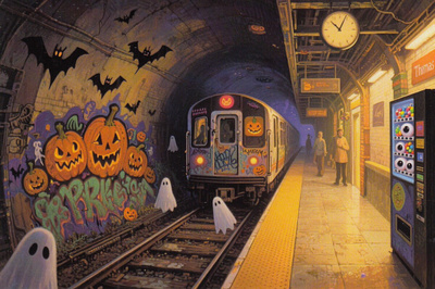 Halloween aaveet metroasemalla