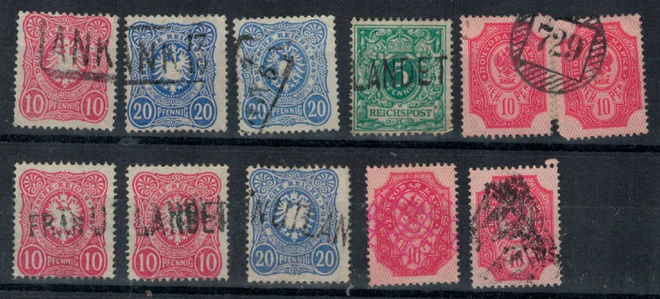 1880-1915 suomal.leimoja ulkol. merkeillä ja kuvioleimoja