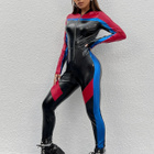 Näyttävä biker-tyylinen pvc catsuit kokoasu tekonahka kiilto - pikkukuva 2