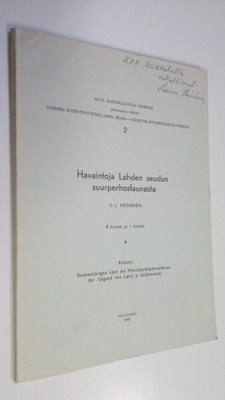 V. L. Heinänen : Havaintoja Lahden seudun suurperhosfaunasta