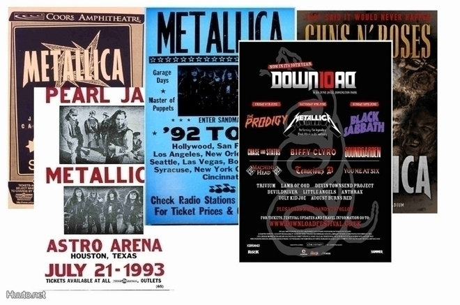 METALLICA -- julistesetti A4 x 5 (mm. UPEA lahja !!!)