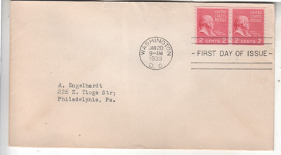 USA FDC 1938 Presidential issue