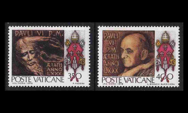 Vatikaani 718-9 ** Paavi Paul VI 80v (1978)