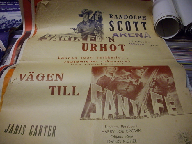 Vanha elokuvajuliste : Santa Fe'n urhot ( Randolph Scott )