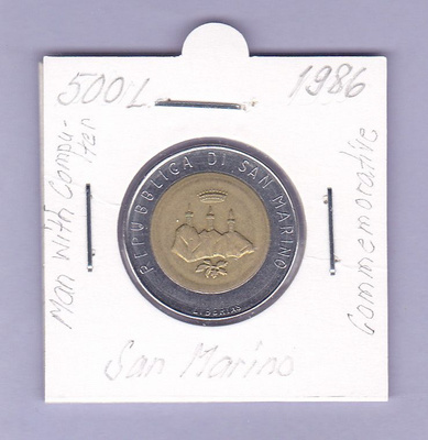San Marino 500 Lire v.1986 KM#195 Comm.