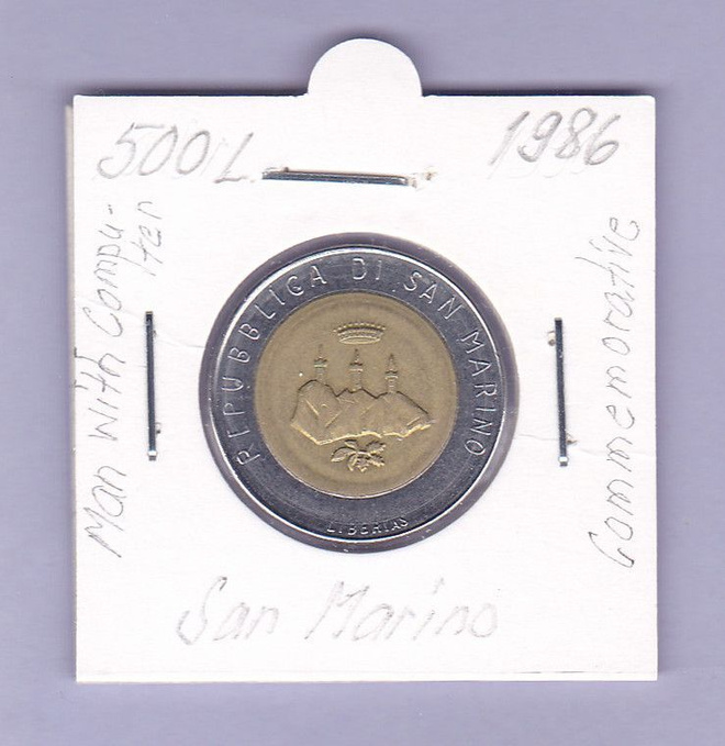 San Marino 500 Lire v.1986 KM#195 Comm.