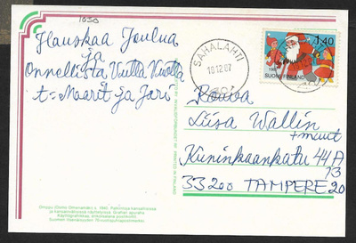 Postilähetys - Joulu 1987 (LAPE 1030) Sahalahti 18.12.1987