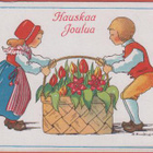S Sundius-Dahlström Lapset ja kukkakori - vanha kortti - pikkukuva 1
