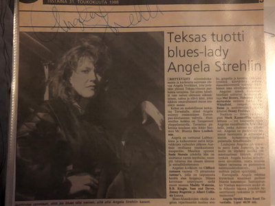 Angela Strehli nimikirjoitus lehtikuvassa