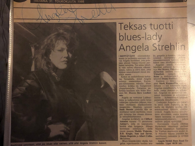 Angela Strehli nimikirjoitus lehtikuvassa