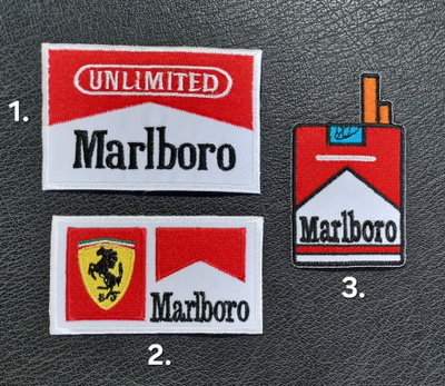 3 kpl erilaisia Marlboro kangasmerkkejä