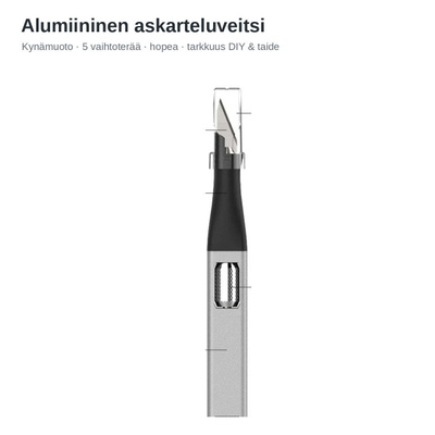 Alumiini Askarteluveitsi Kynämuoto + 5 Vaihtoterin – Hopea
