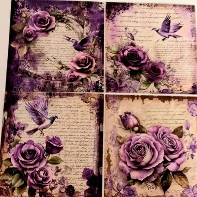 Kuviokartonki RUUSUT / 4 kpl -setti / 15 x 15 cm