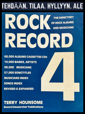 TERRY HOUNSOME Rock Record 4 ISO KIRJA (1991) 68000 levyä