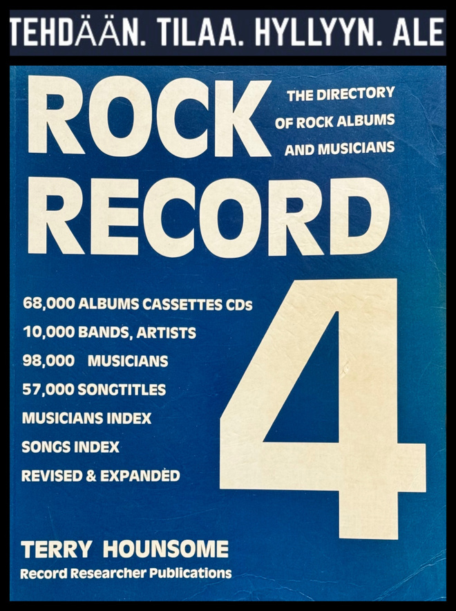 TERRY HOUNSOME Rock Record 4 ISO KIRJA (1991) 68000 levyä