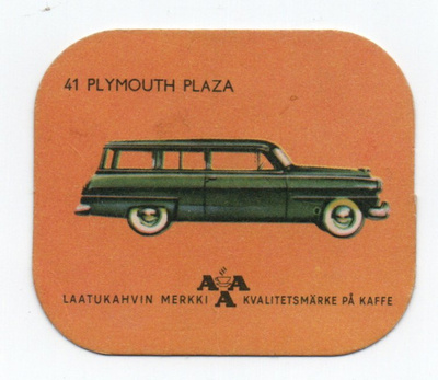 Kahvilappu AAA n:o 41 PLYMOUTH PLAZA