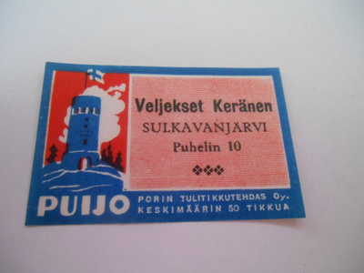 TT Etiketti Puijo Veljekset Keränen Sulkavanjärvi