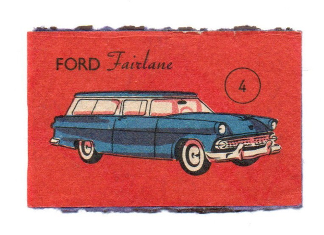 Vanha Tulitikku Etiketti Autot n:o 4 FORD Fairlane