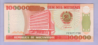 Mosambik Mozambique 100000 Meticais v.1993 UNC P-139