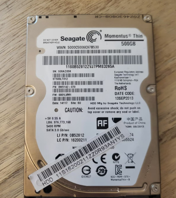 Seagate 500GB 2,5" 5400rpm sata kovalevy