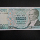 TURKEY 50 000 LIRA 1989 P-203 KL5 (K15-S117) - pikkukuva 1