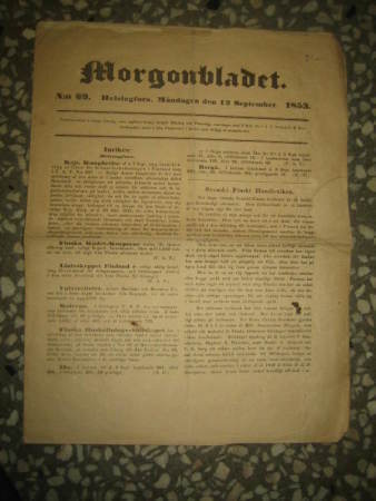 Sanomalehti: Morgonbladet 12.9.1853