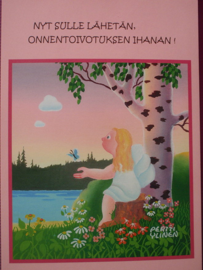 Pertti Ylinen tyttö lähettää perhosen mukana onnittelut
