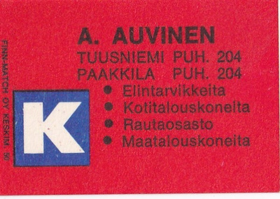 Tuusniemi, Paakkila. A. Auvinen,  Kesko.   b432