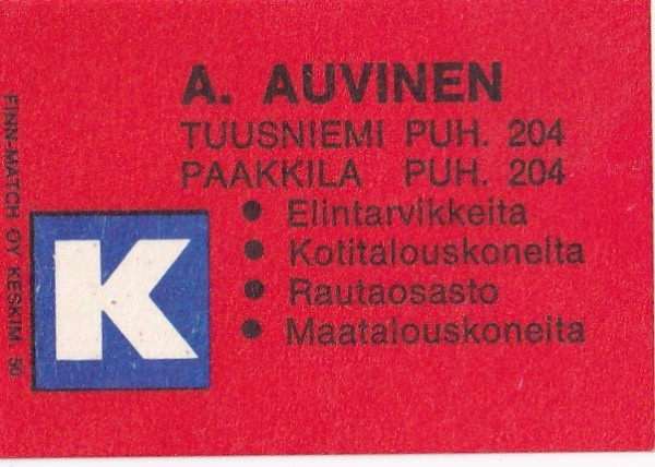 Tuusniemi, Paakkila. A. Auvinen,  Kesko.   b432