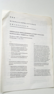 SDP : Kunnallispoliittinen ohjesääntö 1975