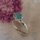 Spinning jewelry 925 hopea sormus vihreällä kivellä. Koko 16 - pikkukuva 1