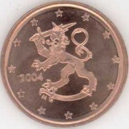 1 sentti kolikko Suomi 2004 UNC, käyttämätön