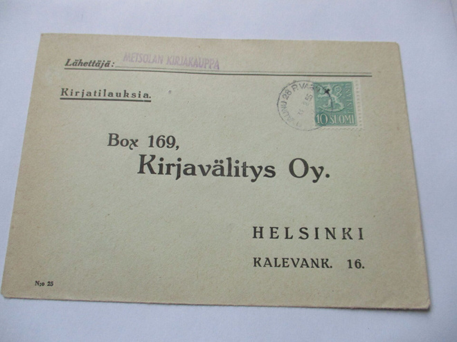 1955 Metsolan kirjakauppa pv28 painotuotekuori