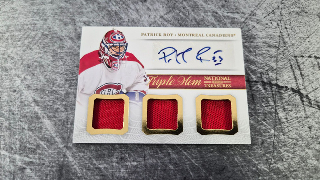 Patrick Roy 2013-14 Panini National Treasures Triple Mem