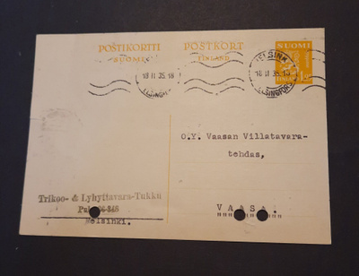1.25mk, ehiö/kirjekortti Helsinki 18.II.35