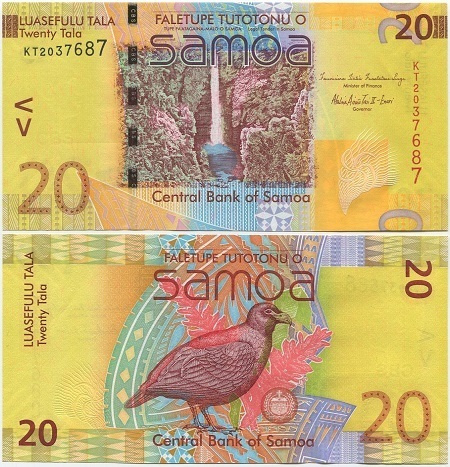 Samoa 20 Tala 2012 (P-40b) UNC hieno ja värikäs sarja
