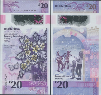 Pohjois-Irlanti Ulster Bank 20 Pounds 2021 UNC, polymer