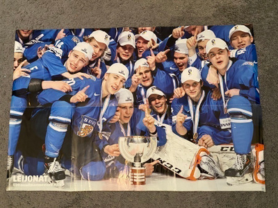 Leijonat U20 2014 maailmanmestarit ja Jofa tarra