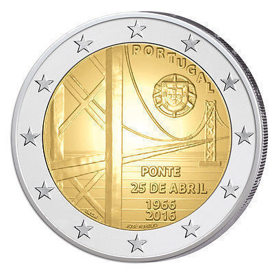 ** PORTUGALI 2€ 2016 Ponte 25 de Abril pillerissä **