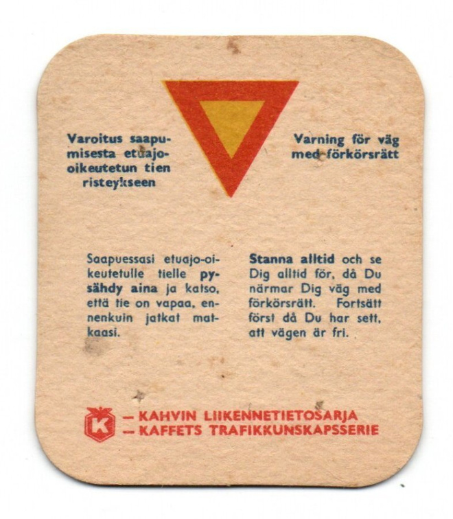 Kahvilappu Varoitus Saapumisesta etua-oikeutetun tien ristey