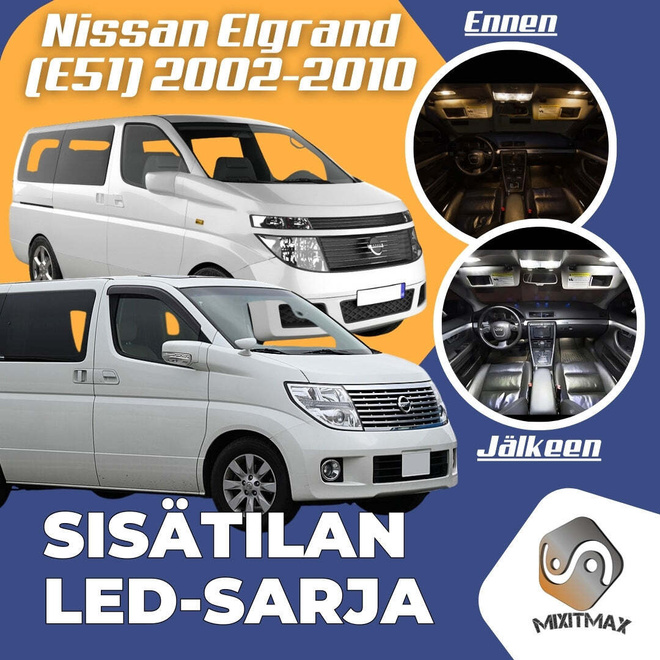 Nissan Elgrand (MK2) Sisätilan LED-sarja 14-osai