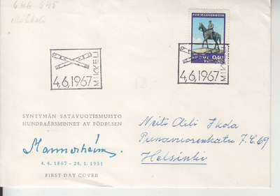 FDC 1967 Mannerheim.