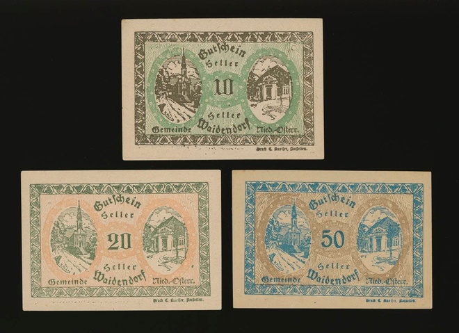 Itävalta 10, 20, 50 Heller, Waidendorf 1920