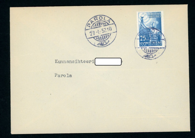 FDC 1953 Raittius Parola-leima