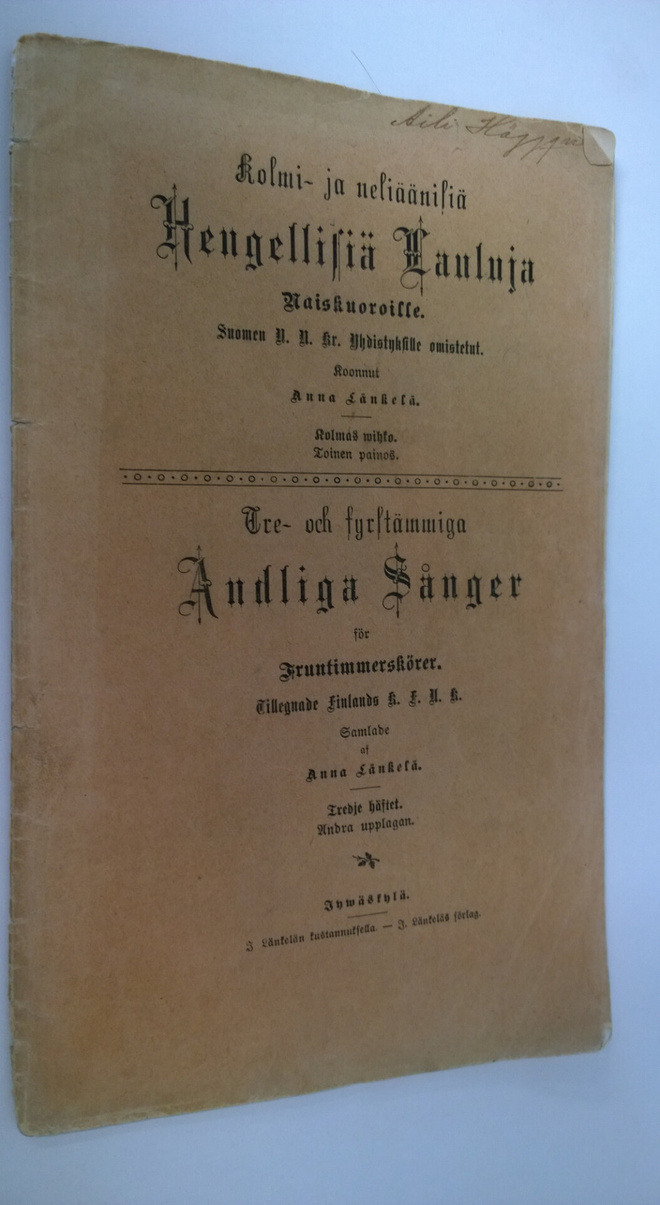 Anna Länkelä : Kolmi- ja neliäänisiä Hengellisiä Lauluja ...