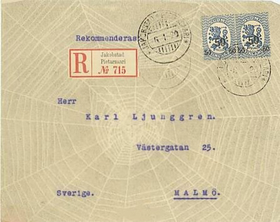 1919 50/25p pari R-kirje Ruotsiin