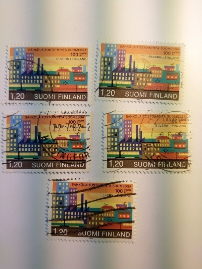 Sähkölaitostoiminta Suomessa 100 vuotta postimerkki 1,20 mk