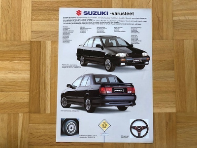 Esite Suzuki Swift ja Suzuki Samurai varusteet 1990